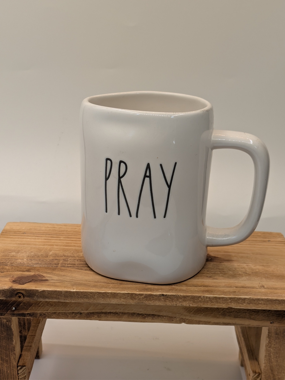 Rae Dunn White Ceramic PRAY Mug